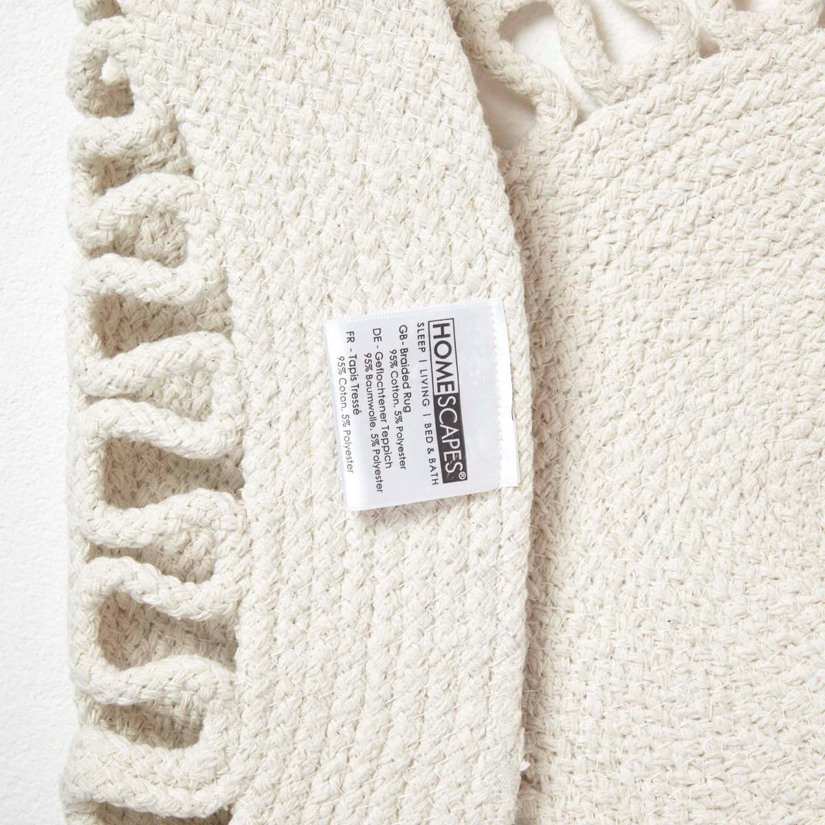 TEPPICH geflochten rund mit Häkel-Muster 70 cm - Creme, Textil (70/70cm) - Homescapes
