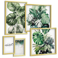 BILDER SET 5er Set - 50x50 cm & 20x30 cm & 40x60 cm Goldrahmen - Sweet Home Green Plants - Goldfarben, Kunststoff (40/60cm) - TULUP