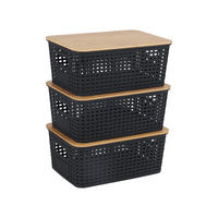 ŠKATLA - črna, umetna masa/les (25.5/10.5/18cm) - Relaxdays