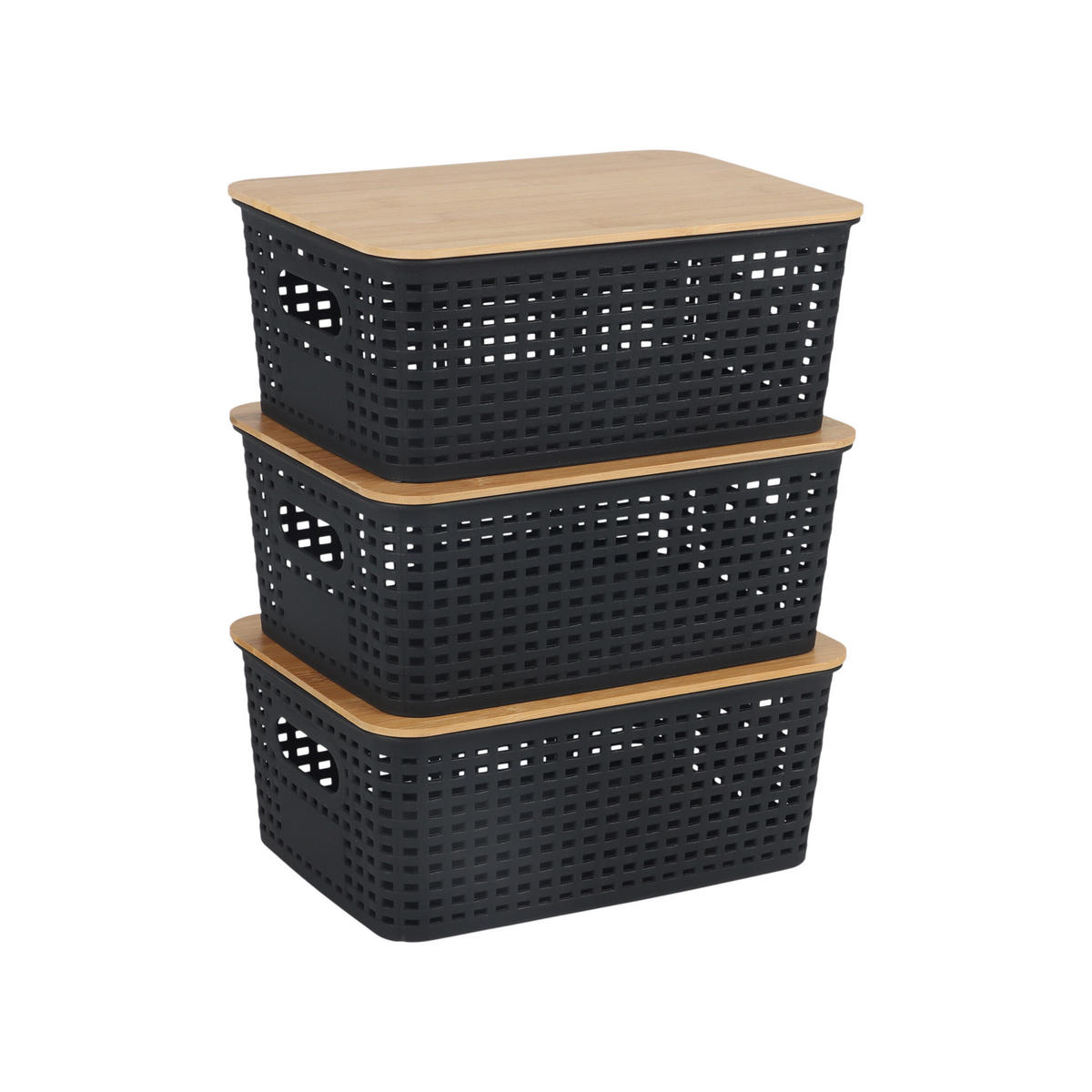 ŠKATLA - črna, umetna masa/les (25.5/10.5/18cm) - Relaxdays