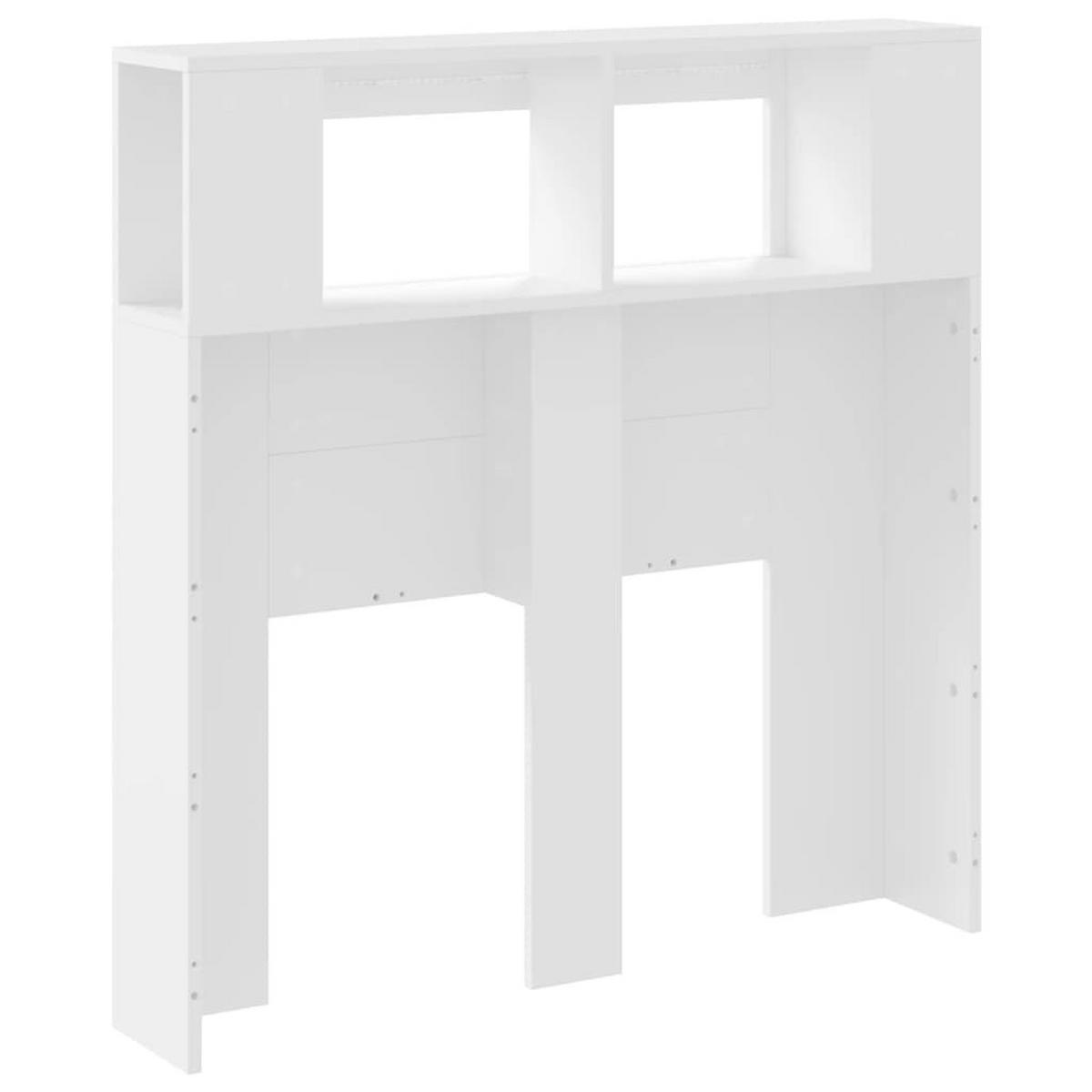 KOPFTEIL mit LED und Ablagen, 100/18,5/103,5 cm, aus Holzwerkstoff, in Weiß - Weiß, Holz (18.5/103.5/100cm) - vidaXL