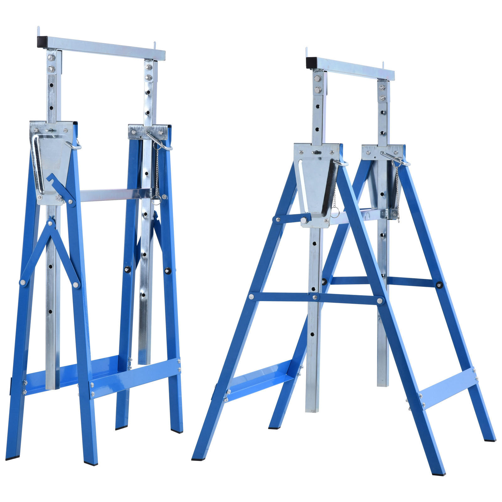 UNTERSTELLBOCK, 2 x Gerüstbock, Stahl - Blau, Metall (68/58/130cm) - HOMCOM