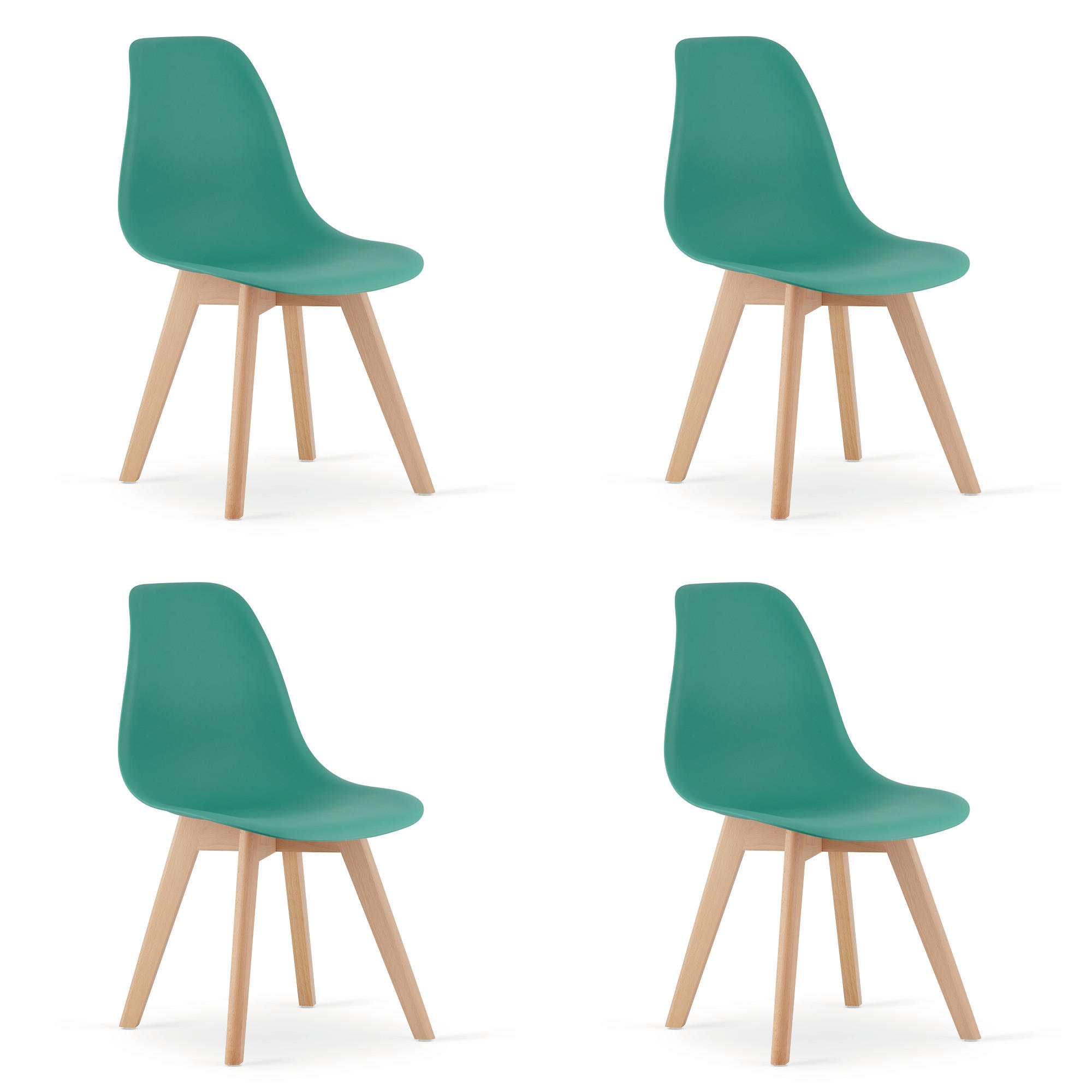 ESSZIMMERSTUHL 4-er Set KITO grüner Sitz, natürliche Beine - Naturfarben/Grün, Kunststoff (46/80/54.5cm) - Valora