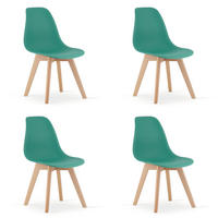 ESSZIMMERSTUHL 4-er Set KITO grüner Sitz, natürliche Beine - Naturfarben/Grün, Kunststoff (46/80/54.5cm) - Valora