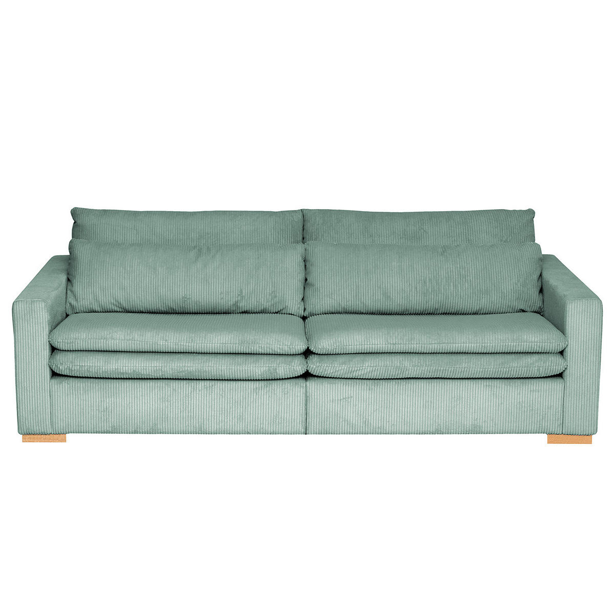 BIGSOFA - Eichefarben/Hellblau, Eichenholz/Textil (240/82/104cm) - home24