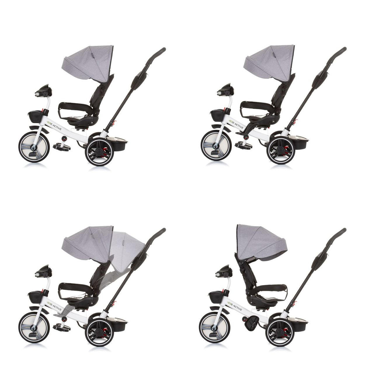 DREIRAD Be Active 2 in 1 grau Sitz drehbar Musik Licht drehbar - Grau, Metall (117/50/96cm) - Chipolino