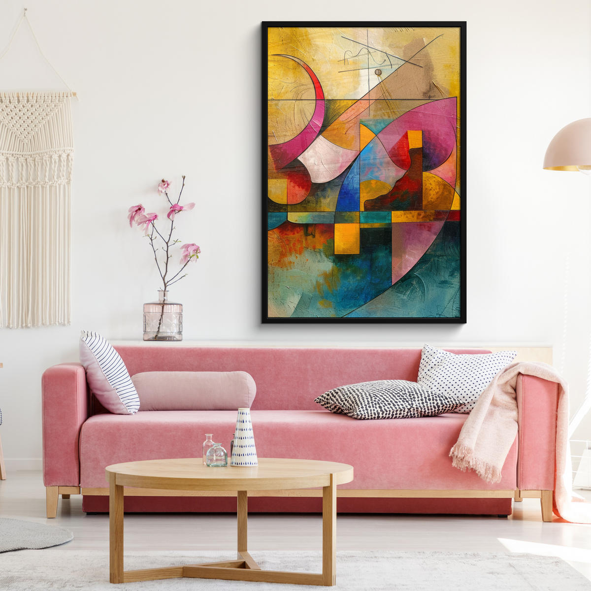 GERAHMTES BILD Kunst - Abstrakt - Modern 80x120 cm - Gelb, Papier (80/120cm) - MuchoWow
