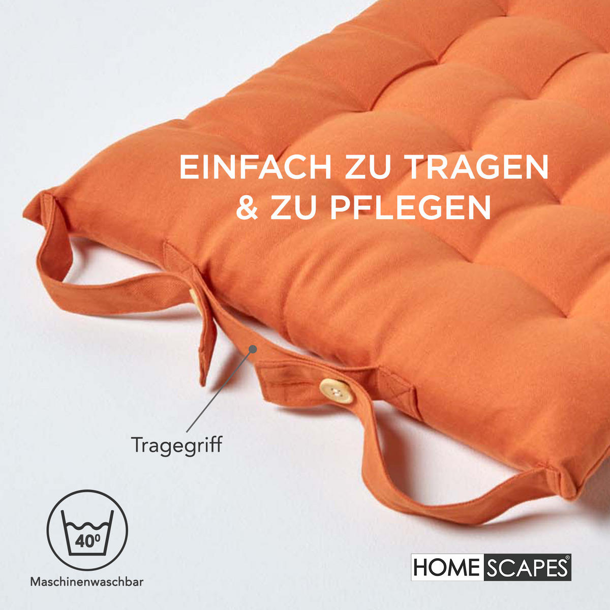 STUHLKISSEN 6er-Set terracotta 40/40/6,5 cm - Terra cotta, Textil (40/40/6.5cm) - Homescapes