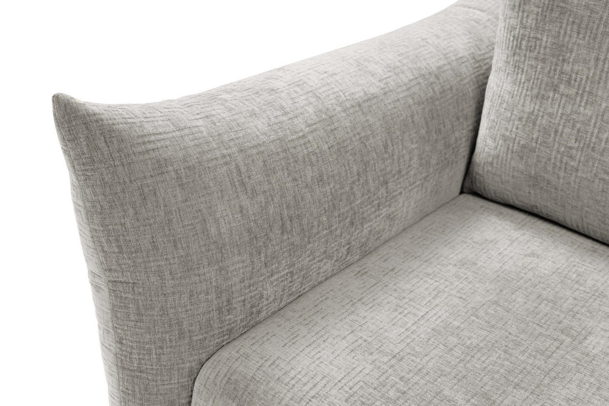SOFA ADEL - Schlaffunktion Und Bettkasten, Wellenfederung, PUR-Schaum, Schwarze Metallfüße lose Rückenkissen, freistehend, 240x108x75 cm Silver - Silberfarben, Holz/Textil (240/75/108cm) - DomoHome