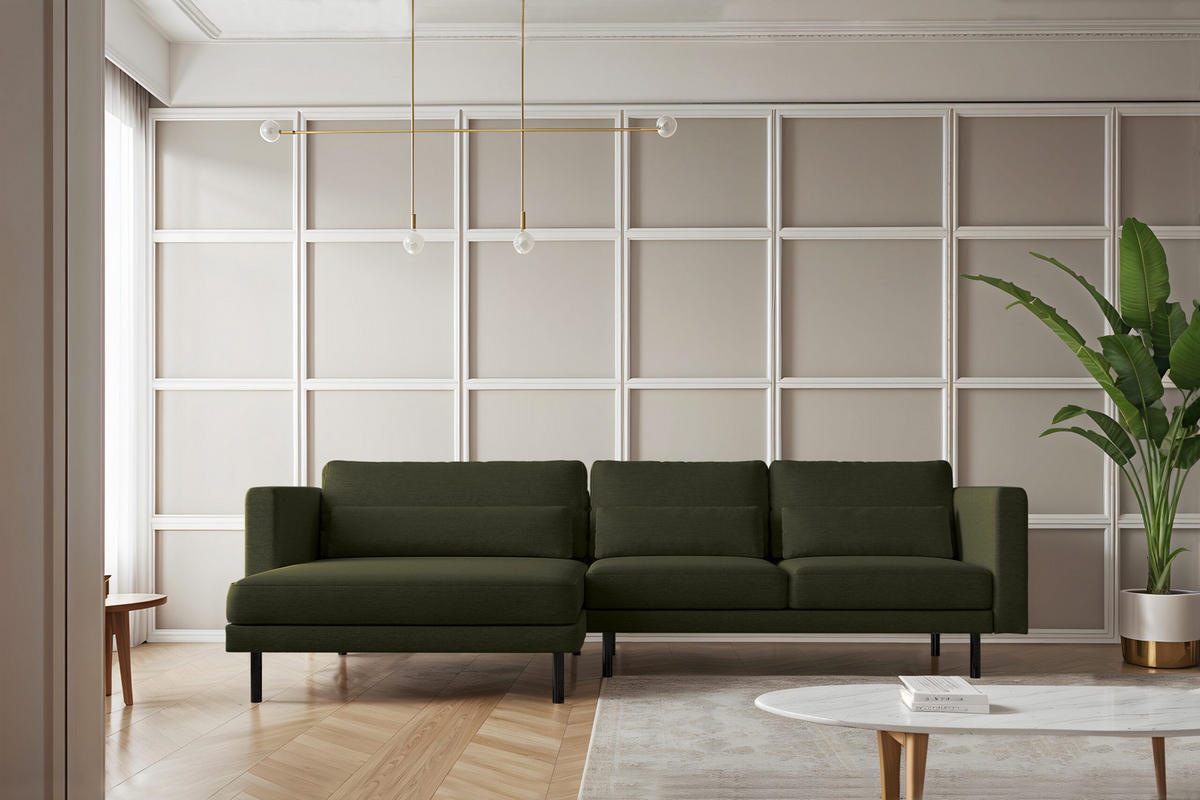ECKSOFA L-form Dani Stoff Verita Dunkelgrün Links - Dunkelgrün, Holz (174/281cm) - Kaiser Möbel