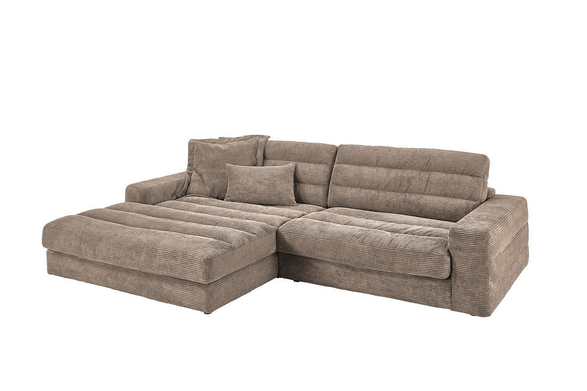 ECKSOFA LANA SOFA Taupe Cord - Taupe/Schwarz, Textil (296/205cm) - KAWOLA