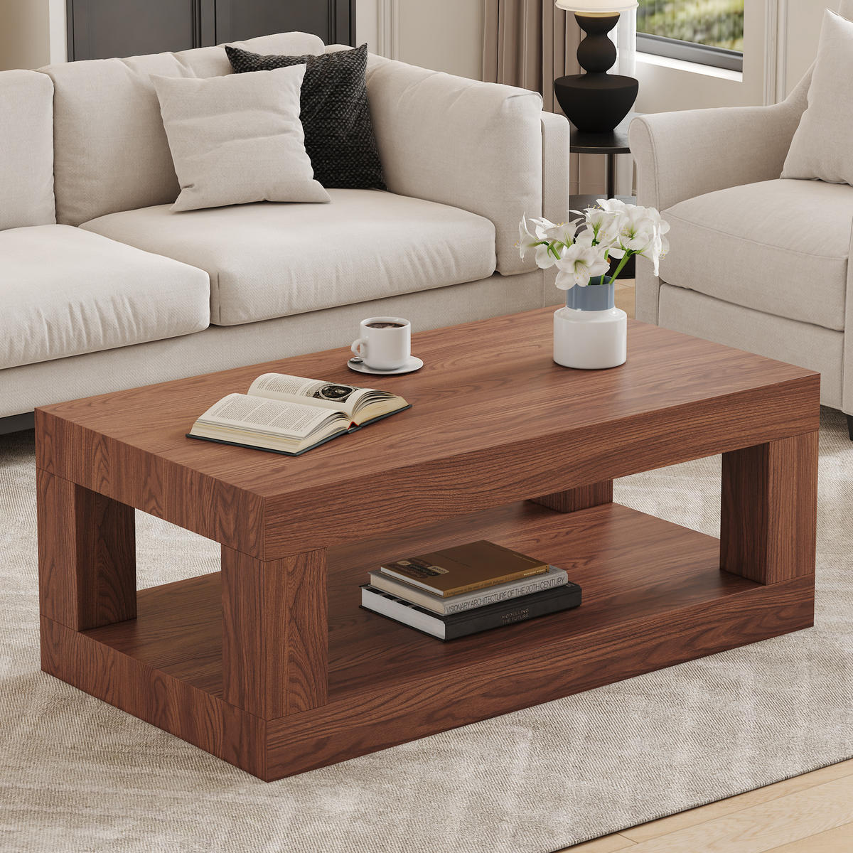 COUCHTISCH Walnuss 93/53/45,5 cm - Walnussfarben, Holzwerkstoff (53/93/45.5cm) - PANGIVO