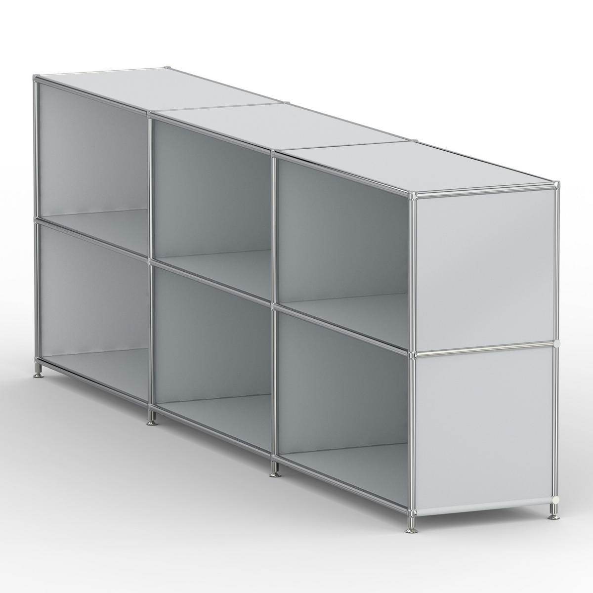 AKTENSCHRANK Büro, 6 offene Fächer, Breite 227 cm, Lichtgrau - Chromfarben/Hellgrau, Metall (40/80.5/227.2cm) - Versee