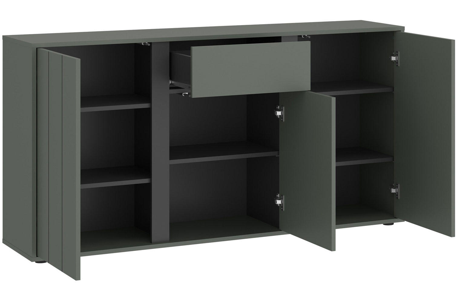 SIDEBOARD Veddel grau-grün / anthrazit 155 / 40 / 82cm - Blaugrau/Grau, Holz/Holzwerkstoff (155/82/40cm) - Feldmann-Wohnen