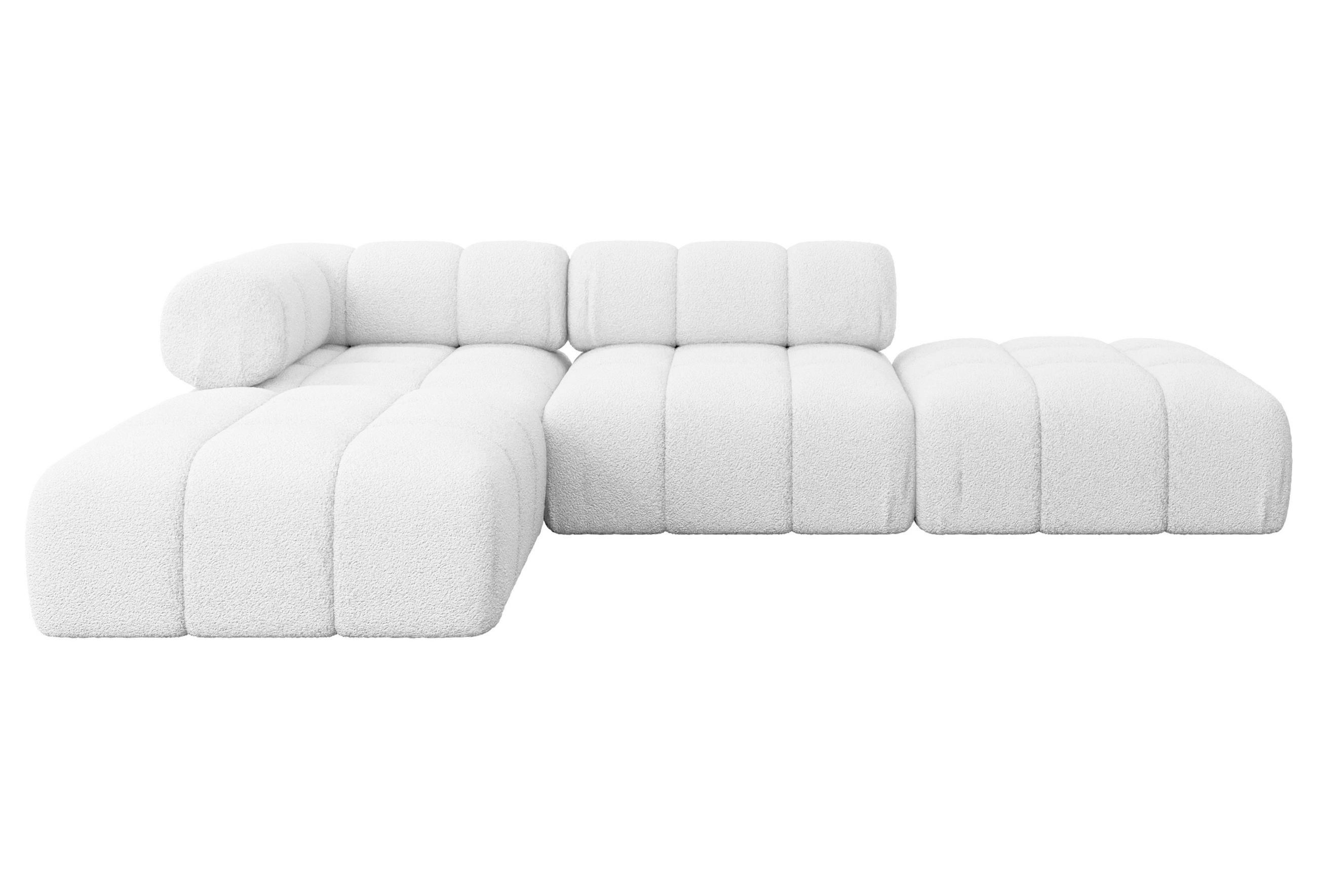 ECKSOFA modulares Sofa Kerru-L1 - 285x190x70 cm Weiß Bouclé - Weiß, Holzwerkstoff/Textil (285/190cm) - ALTDECOR