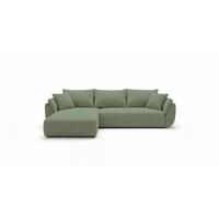 ROHOVÁ pohovka SYDNEY levá světle zelená manšestr Poso 47 - funkce spaní, úložný prostor - světle zelená, textil (280/174cm) - Cornero