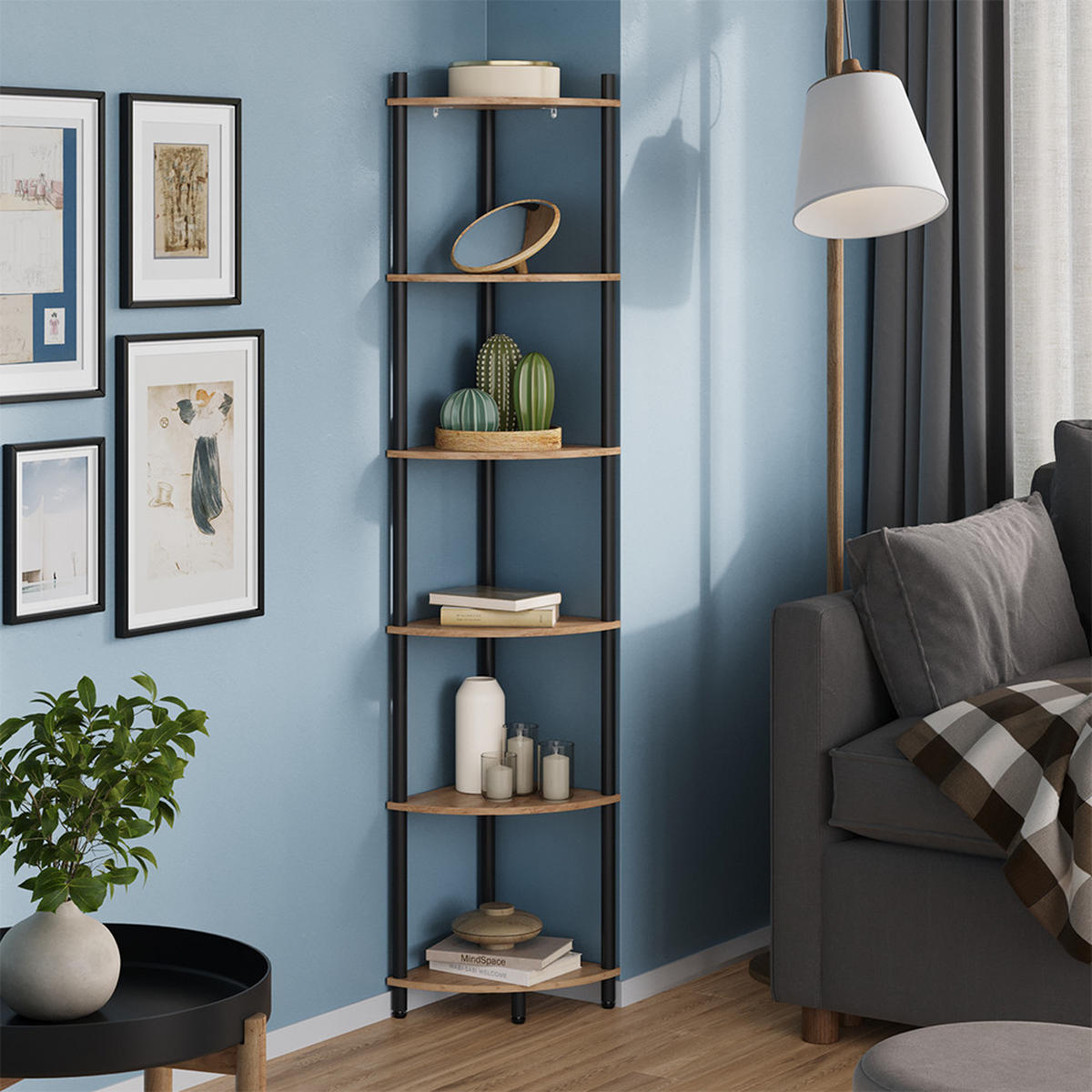 ROHOVÁ POLICE Bivio Zlatý dub power/antracit - medově dubová, kompozitní dřevo (29/163.5/29cm) - Vicco