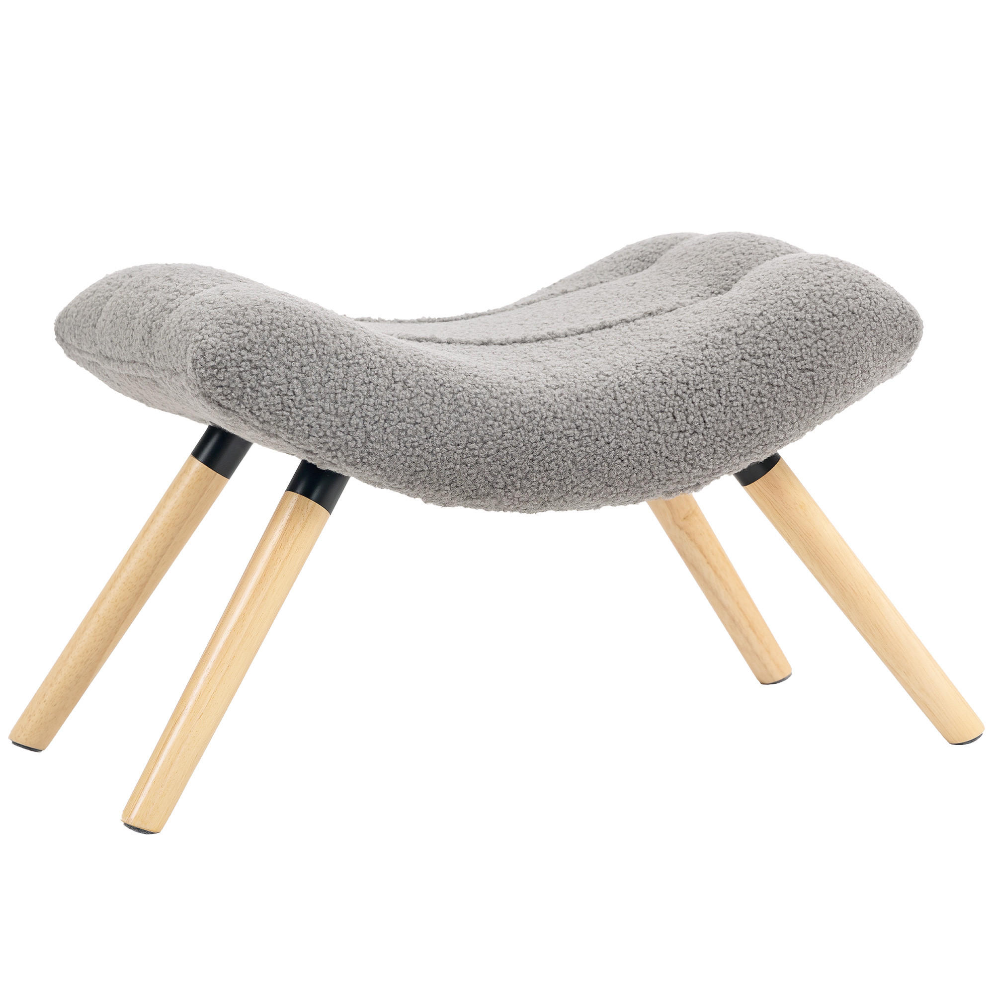 SITZHOCKER mit Berberfleece-Stoff 67 x 45 x 38 cm, Hellgrau - Hellgrau, Kunststoff (45/38/67cm) - HOMCOM