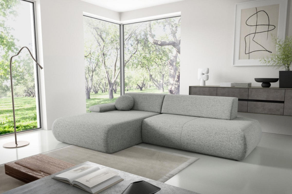 ECKSOFA Grau PENTI Ausziehbar Mit Bettkasten Links - Grau, Textil (286/173.5cm) - Sepro Meble