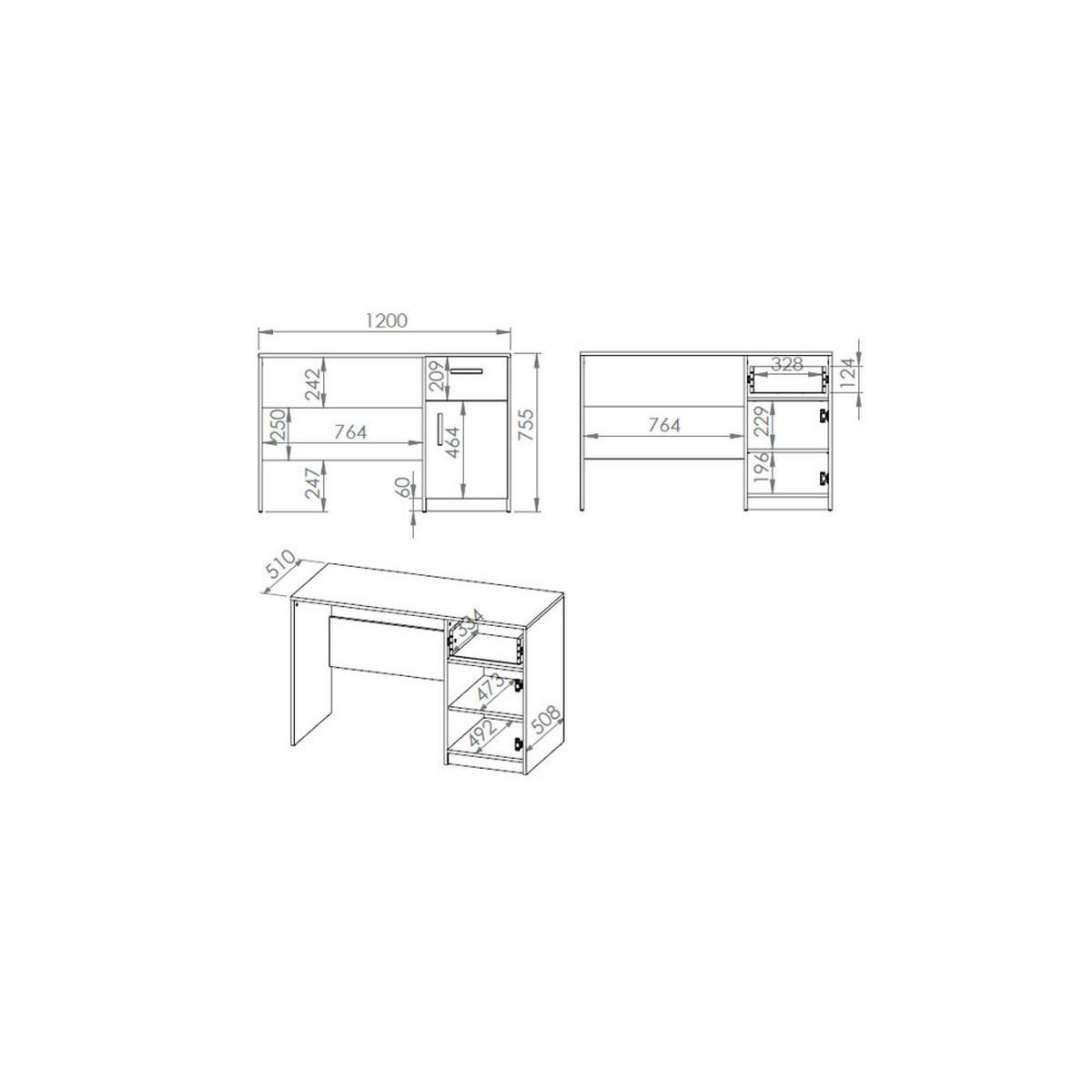 SCHREIBTISCH Fini Artisan Eiche / weiß / anthrazit 120 / 53 / 76cm - Anthrazit/Braun, Holz/Holzwerkstoff (53/120/76cm) - Feldmann-Wohnen