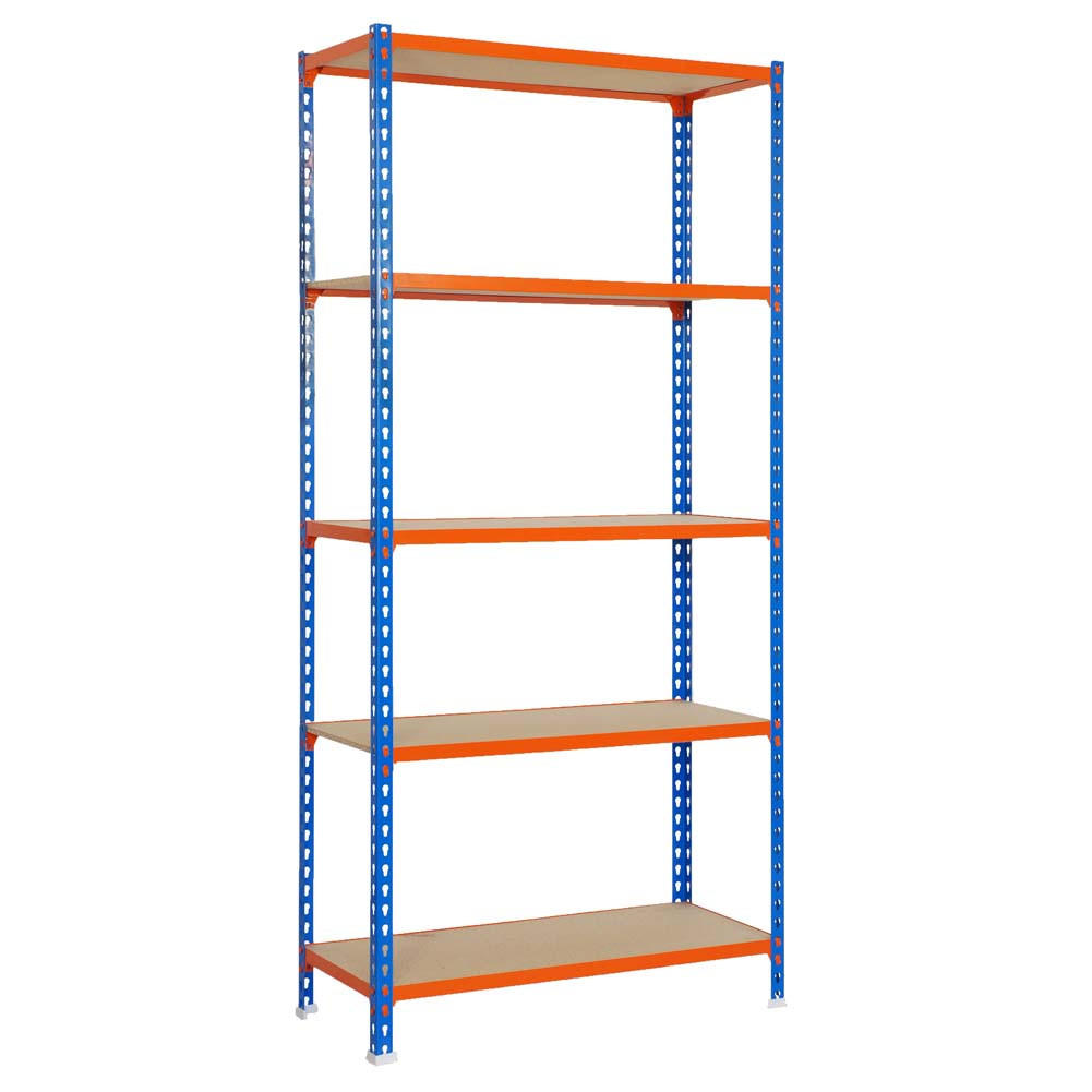 SCHWERLASTREGAL Big Muli HxBxT 200 x 110 x 50 cm 5 Fachböden Fachlast 200 kg Blau-Orange - Gelb, Metall (110/200/50cm) - PROREGAL