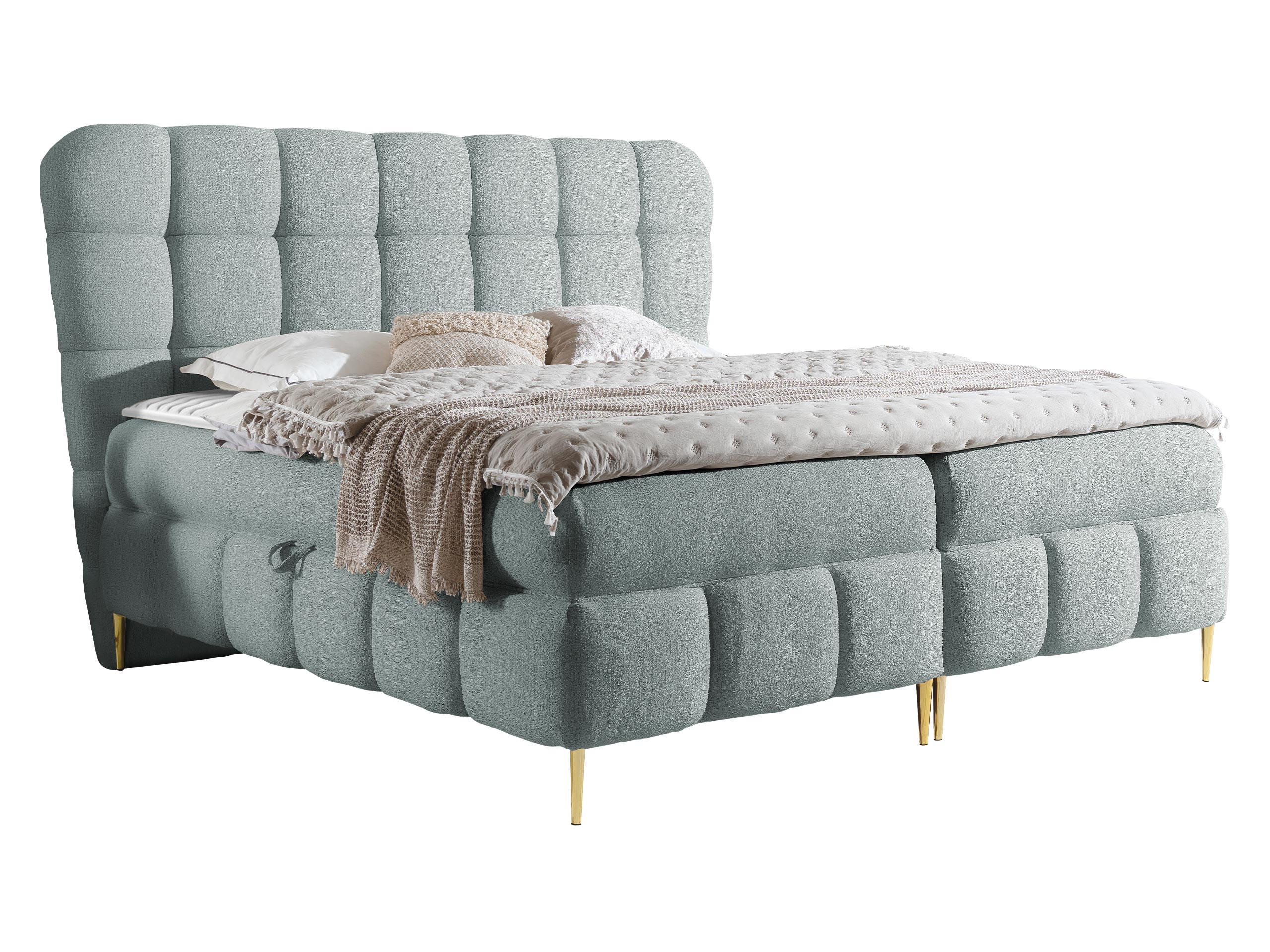 BOXBETT Lolly - Goldfarben/Hellgrau, Holz/Textil (140/200cm) - MIRJAN24
