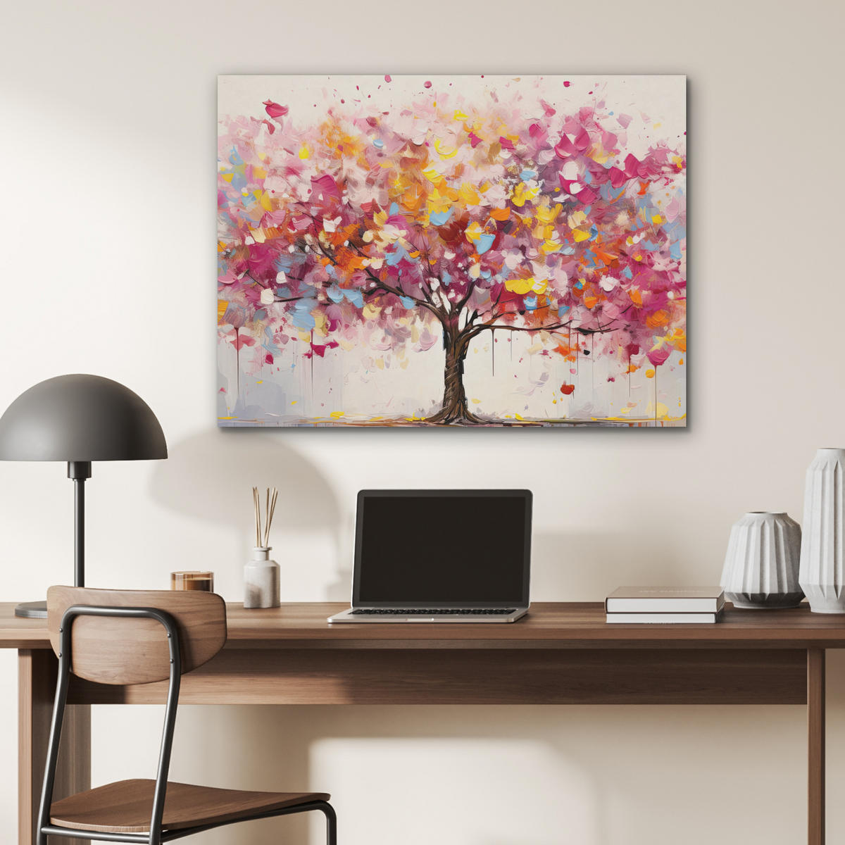 AKUSTIKPANEEL Aquarell - Baum - Kunst - Abstrakt 80x60 cm - Multicolor, Textil (80/0.9/60cm) - MuchoWow