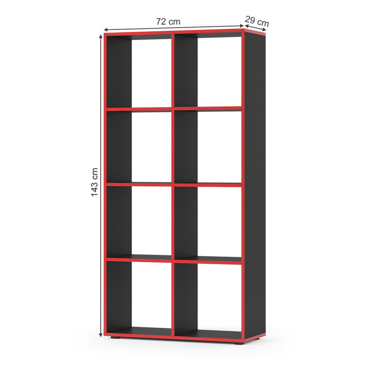 RAUMTEILER Scutum Schwarz/Rot 143 x 72 cm - Rot/Schwarz, Holzwerkstoff (143/72/29cm) - Vicco