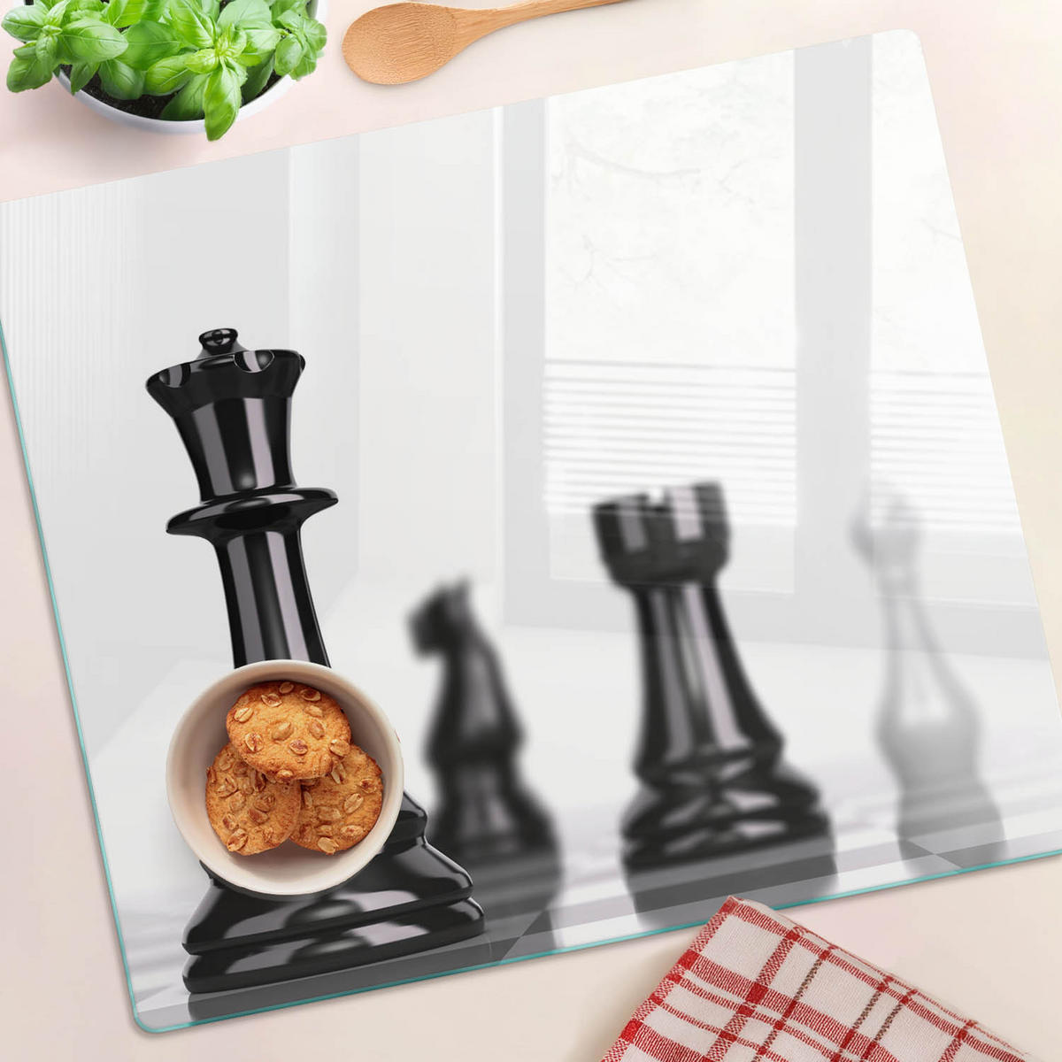 GLASPLATTE 60x52 cm Schachfigur - Schwarz, Glas (60/0.4/52cm) - TULUP