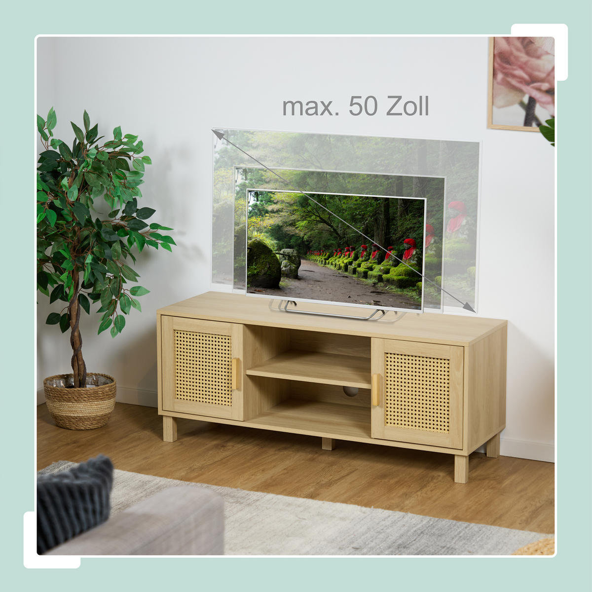 TV-LOWBOARD - Hellbraun, Holzwerkstoff/Kunststoff (115/48/40cm) - Relaxdays