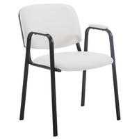 BESUCHERSTUHL Lederlook weiß - Schwarz/Weiß, Textil/Metall (53/79/55cm) - CLP