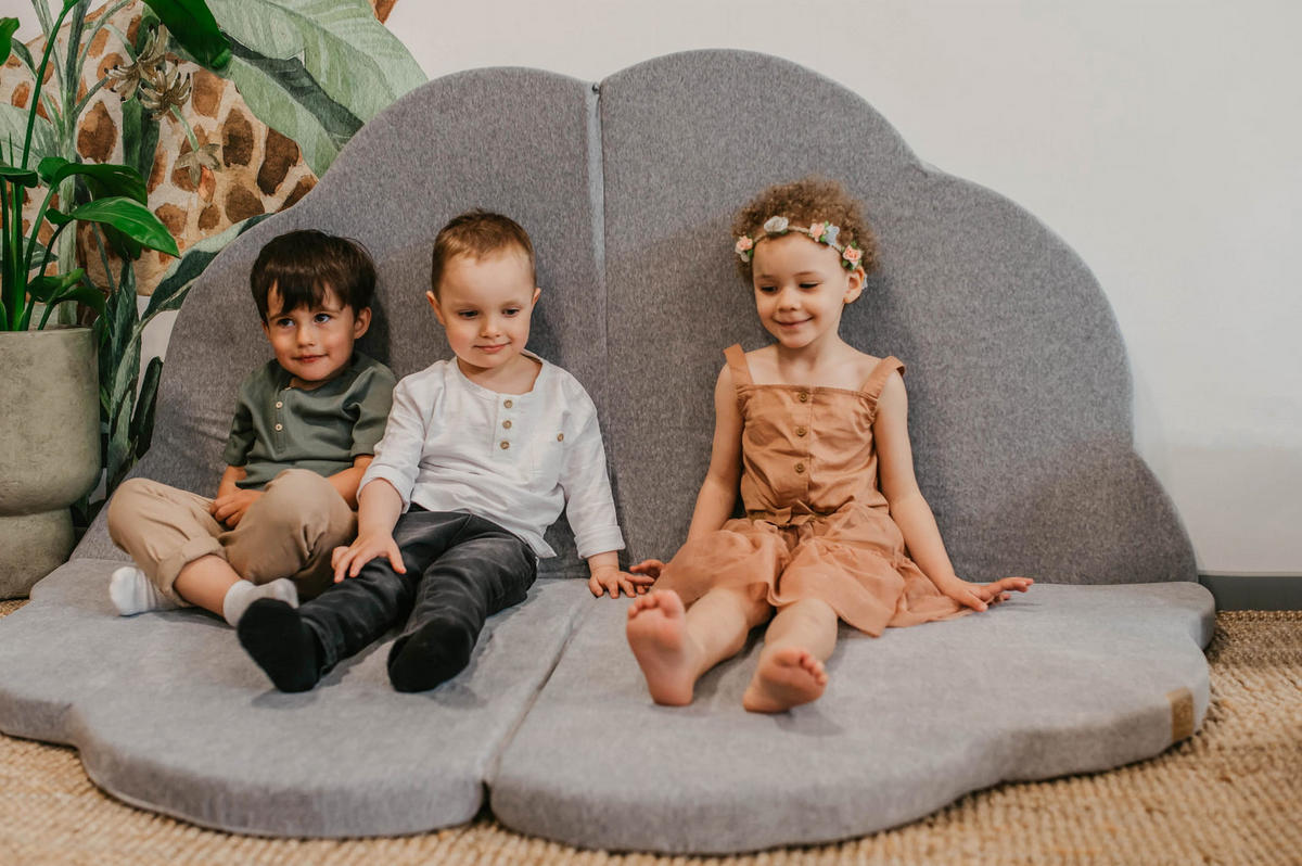 SPIELMATTE für Kinder, Wolke, Samt, Hellgrau - Grau, Textil (160/160cm) - MeowBaby