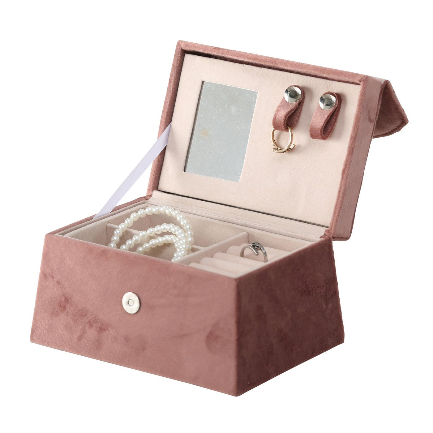 SCHMUCKSCHATULLE mit Spiegel Clea 17/12/18 cm - Rosa, Kunststoff (12/18/17cm) - Boltze Home