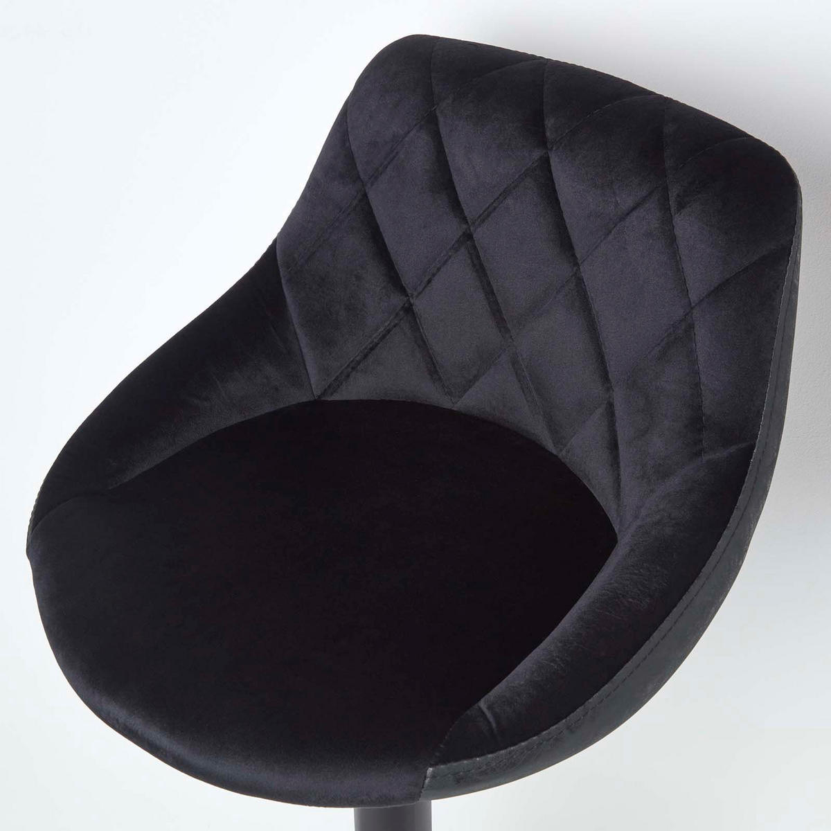 BARSTUHL Henley, Samt mit Rückenlehne, drehbar & höhenverstellbar - Schwarz, Textil (48/105/46cm) - Homescapes