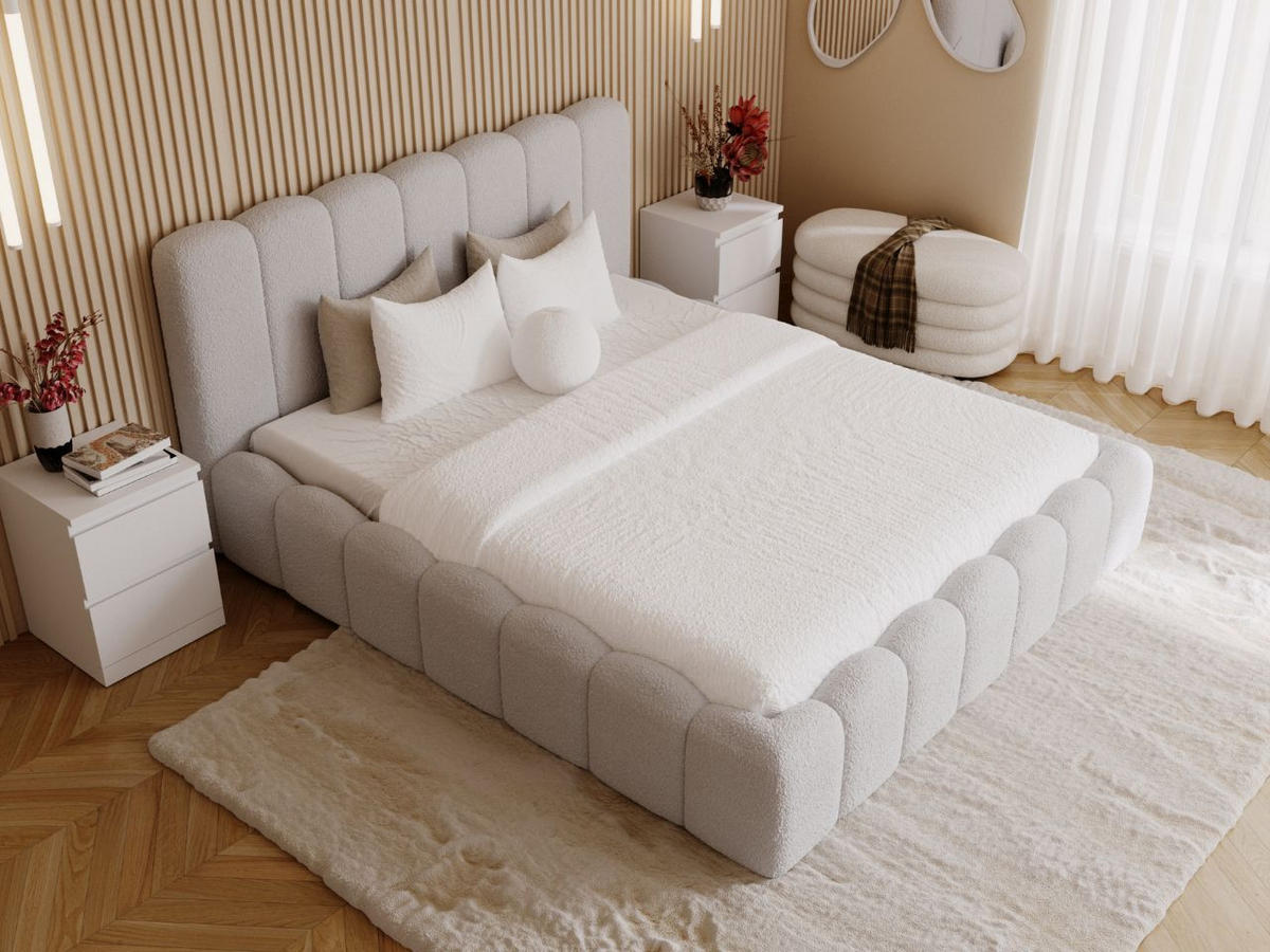 POLSTERBETT Smile 200x200 Bouclé-Stoff Hellgrau - Hellgrau, Textil (200/200cm) - Graingold