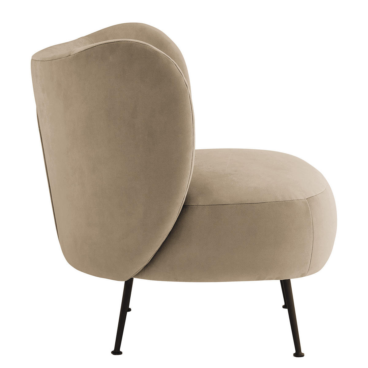 LOUNGESESSEL - Taupe/Schwarz, Textil/Metall (61/79/71cm) - home24