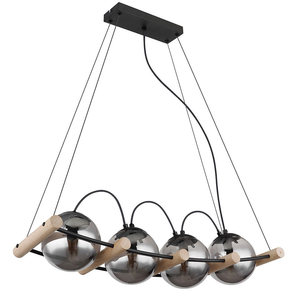 HÄNGELEUCHTE LEONA Metall Schwarz - Schwarz, Holz (75/22/120cm) - Globo Lighting