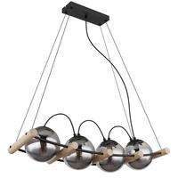HÄNGELEUCHTE LEONA Metall Schwarz - Schwarz, Holz (75/22/120cm) - Globo Lighting