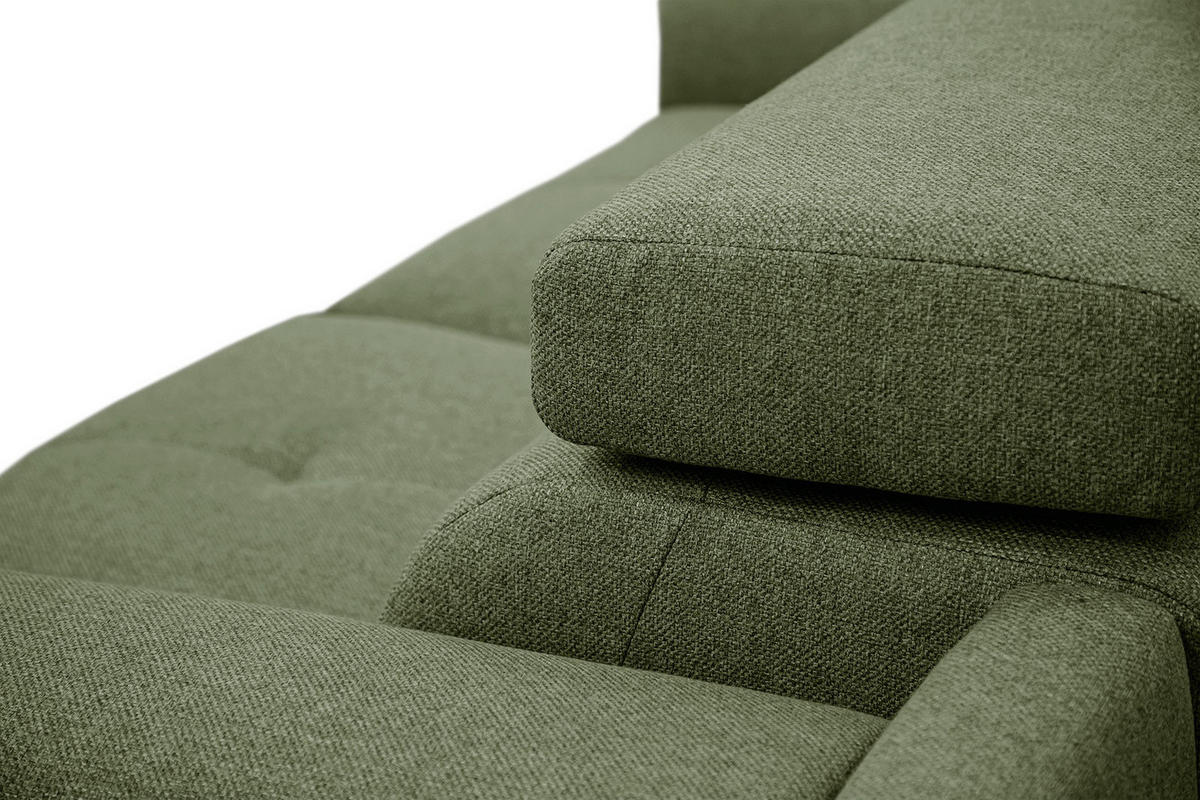RELAXSOFA MATERA 3-Sitzer mit 2 Relaxfunktionen, olivgrün - Schwarz/Olivgrün, Holzwerkstoff/Textil (212/82/103cm) - Courtois Laville