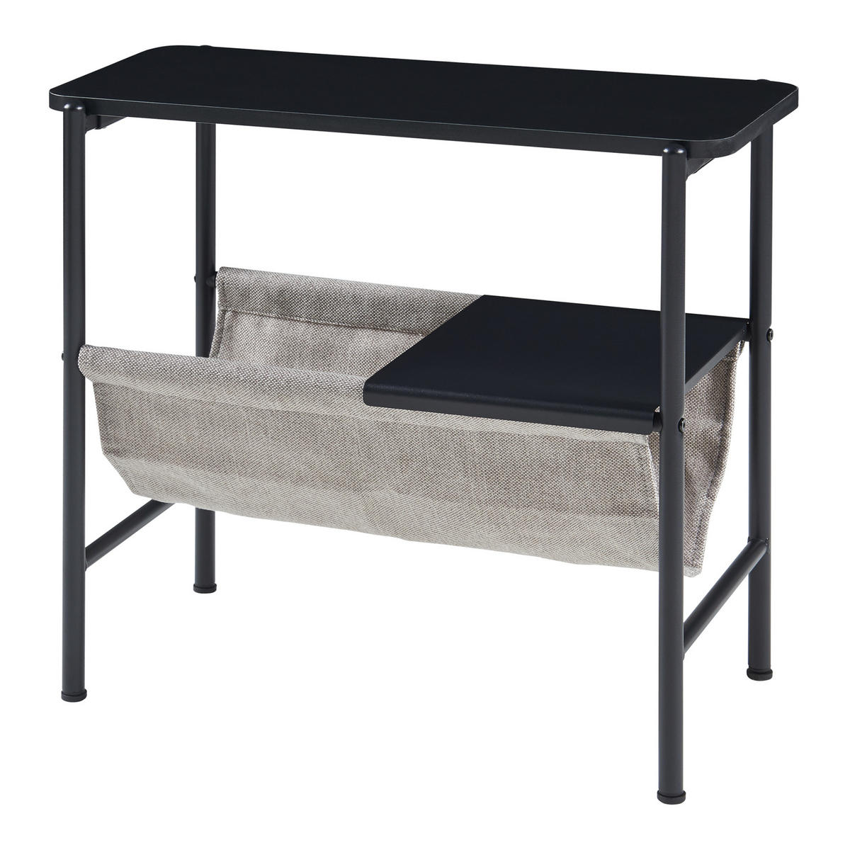 BEISTELLTISCH Samnanger - Schwarz/Grau, Holzwerkstoff/Textil (60/28/53cm) - [en.casa]