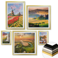 WANDBILDER 5er Set - 50x50 cm & 20x30 cm & 40x60 cm Goldrahmen - Whisky, Wein, Champagner, Kaffee, Alkohol - Goldfarben, Kunststoff (40/60cm) - ArtPrintCave