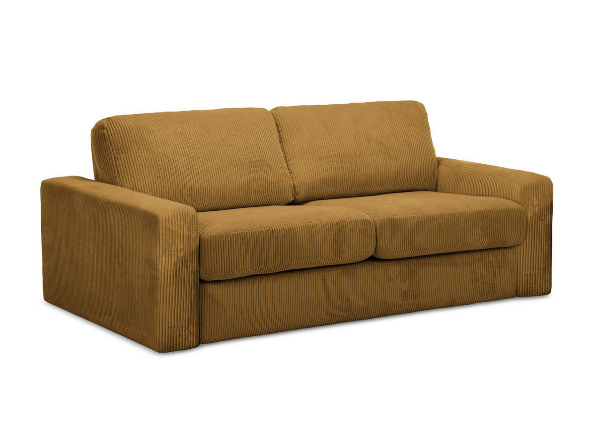 3-SITZER SOFA mit Schlaffunktion Cord Stoff Gelb - Currygelb/Gelb, Kunststoff/Textil (195/80/100cm) - Makamii