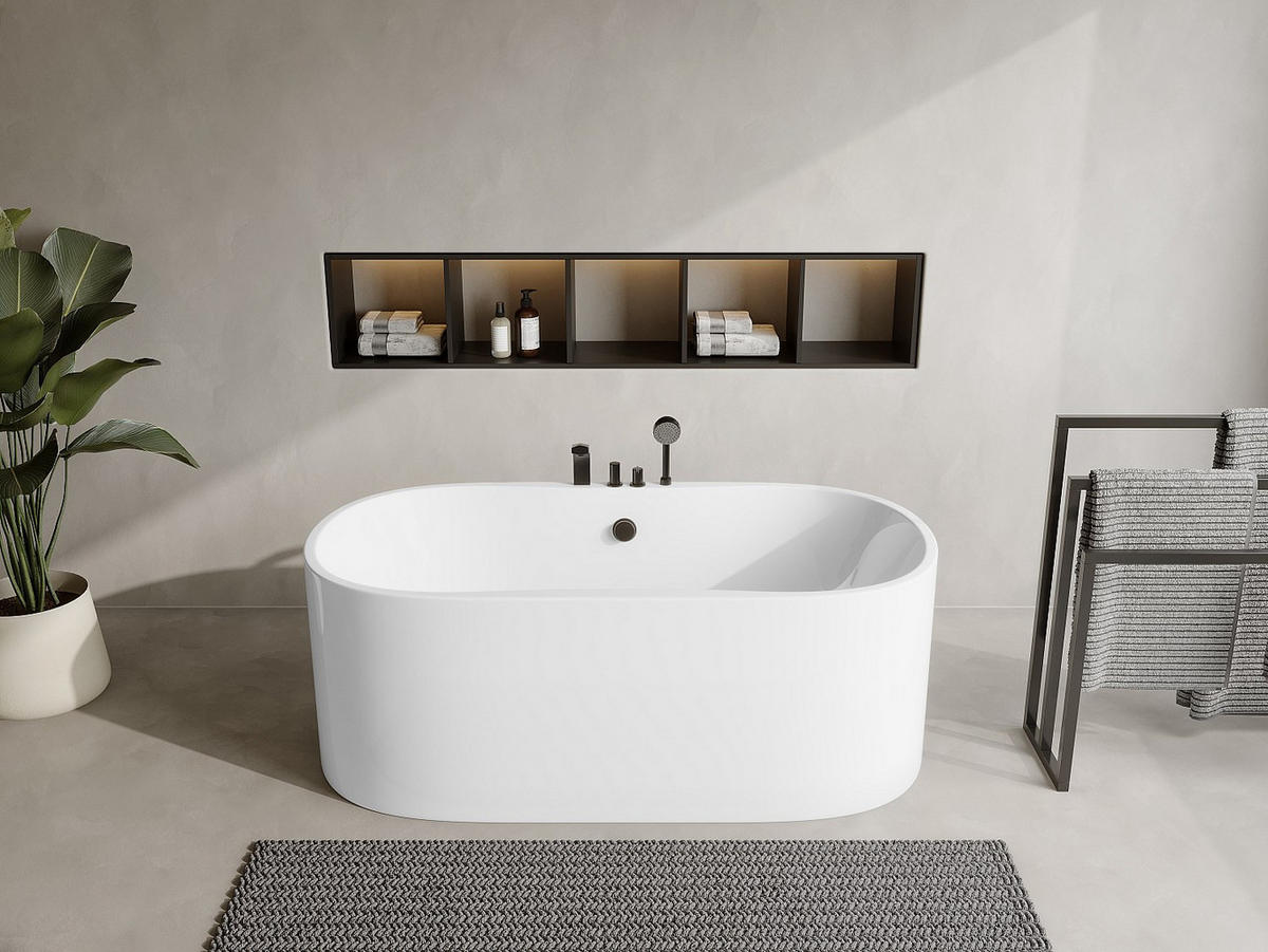 FREISTEHENDE Badewanne - 1 Person - acryl - weiß Stepona - Weiß, Kunststoff (150/58/75cm) - Vente-Unique