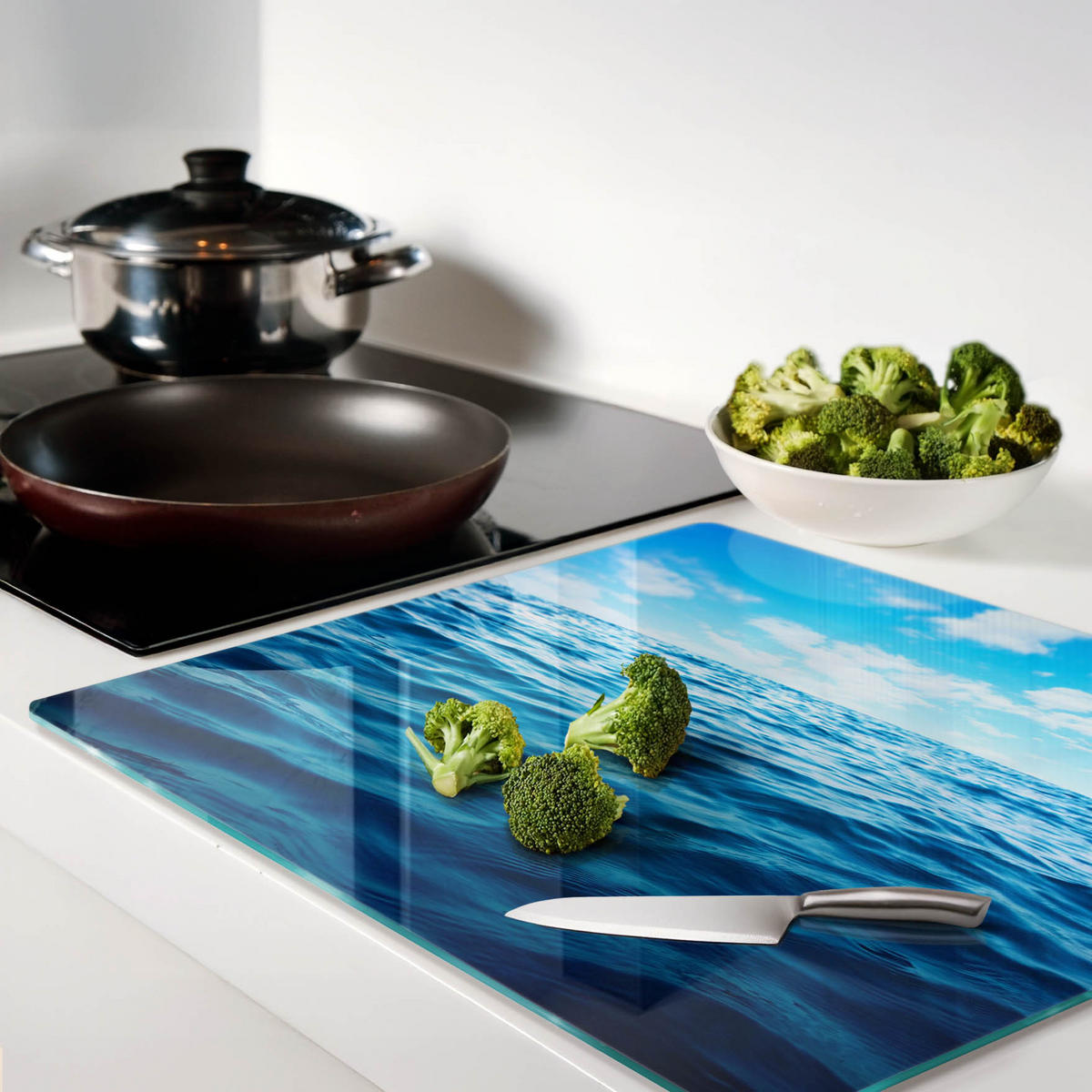 GLASPLATTE 60x52 cm Meerwasser - Blau, Glas (60/0.4/52cm) - TULUP