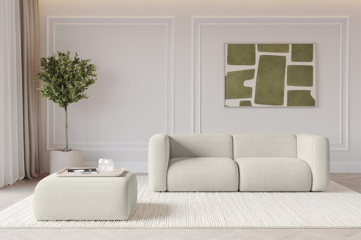 POUF MIRA-PUF 91x89x40 Creme cm Cord Modular Sitzhocker - Ecru/Creme, Holzwerkstoff/Kunststoff (91/40/89cm) - ALTDECOR