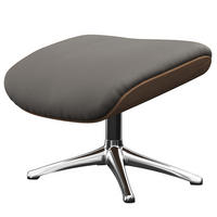 POLSTERHOCKER - Echtleder - Chromfarben/Grau, Leder/Holz (49/39/44cm) - home24