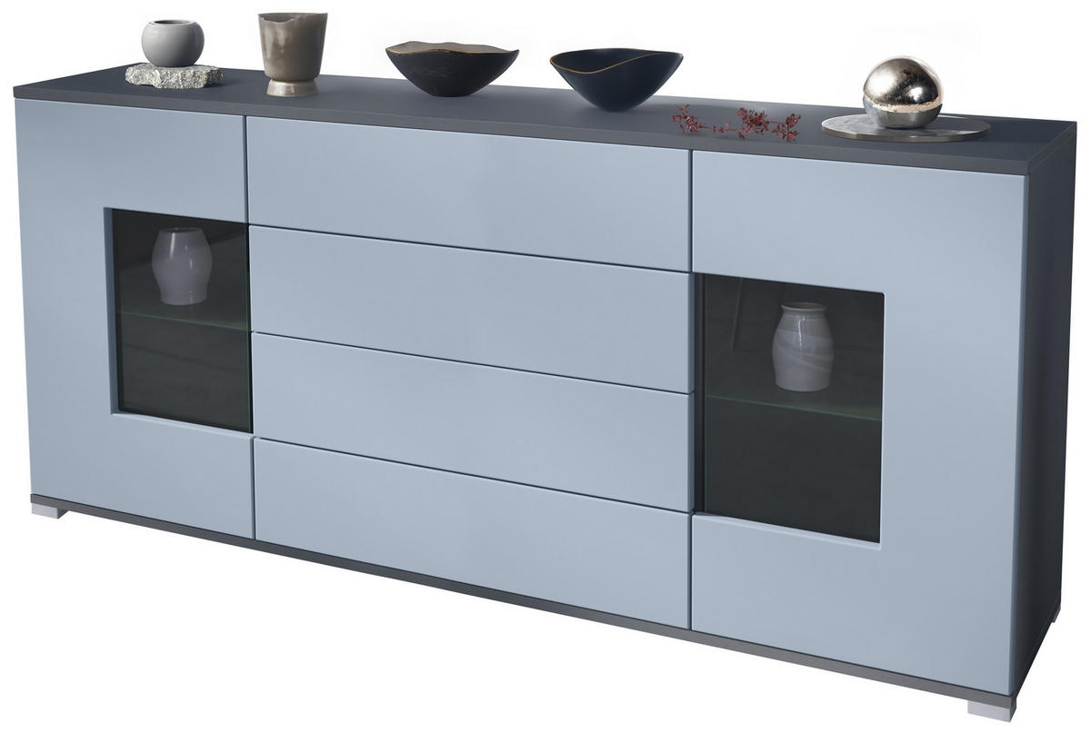 SIDEBOARD Grömitz Denim matt - Pastellblau, Holzwerkstoff (166.5/75.5/35cm) - Vladon