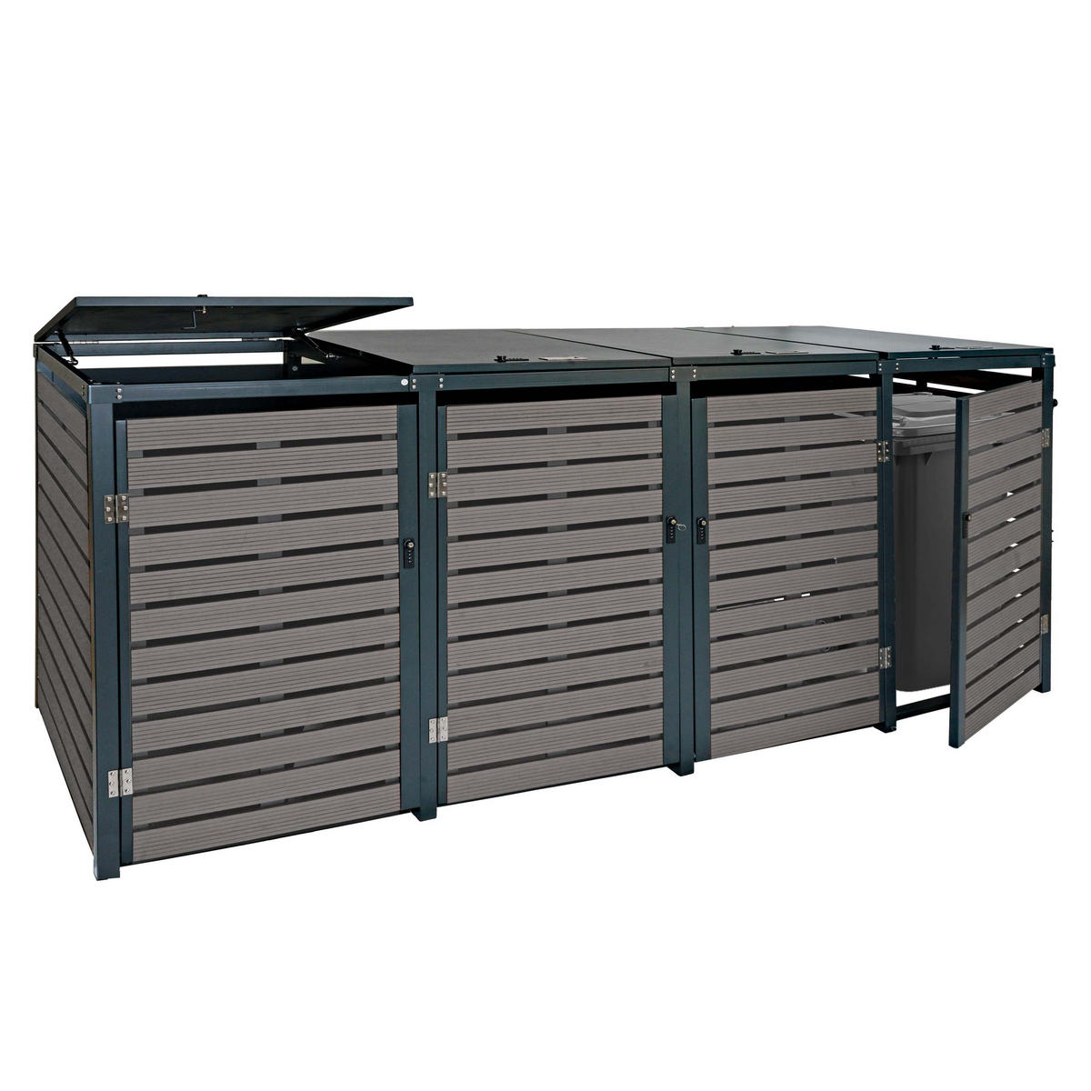 MÜLLTONNENVERKLEIDUNG 4ER Anthrazit - Anthrazit, Metall (264/119/84cm) - MCW