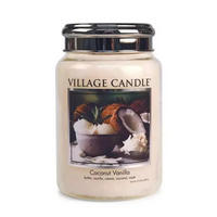 DUFTKERZE Coconut Vanilla Creme 602g Glas, Aromakerze, Raumduftkerze, Duftglas, Wellnesskerze, Duftwachs, Wohndeko, Vanilleduft, Kokosduft - Creme, Glas/Paraffin (17cm) - Village Candle