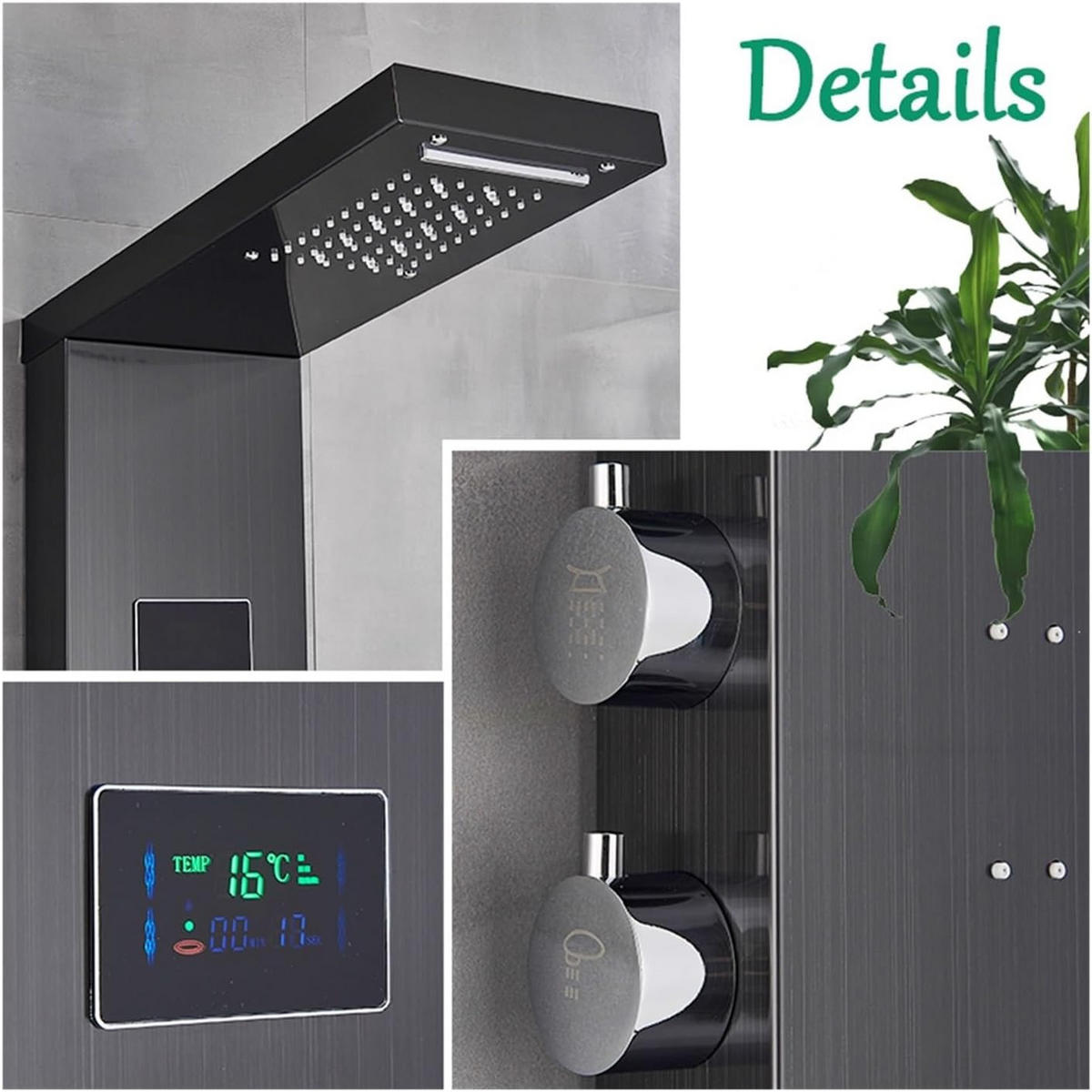 DUSCHPANEEL LED Edelstahl 8011 Nickel gebürstet - Nickelfarben, Kunststoff/Metall (20/114/46.5cm) - Kaket